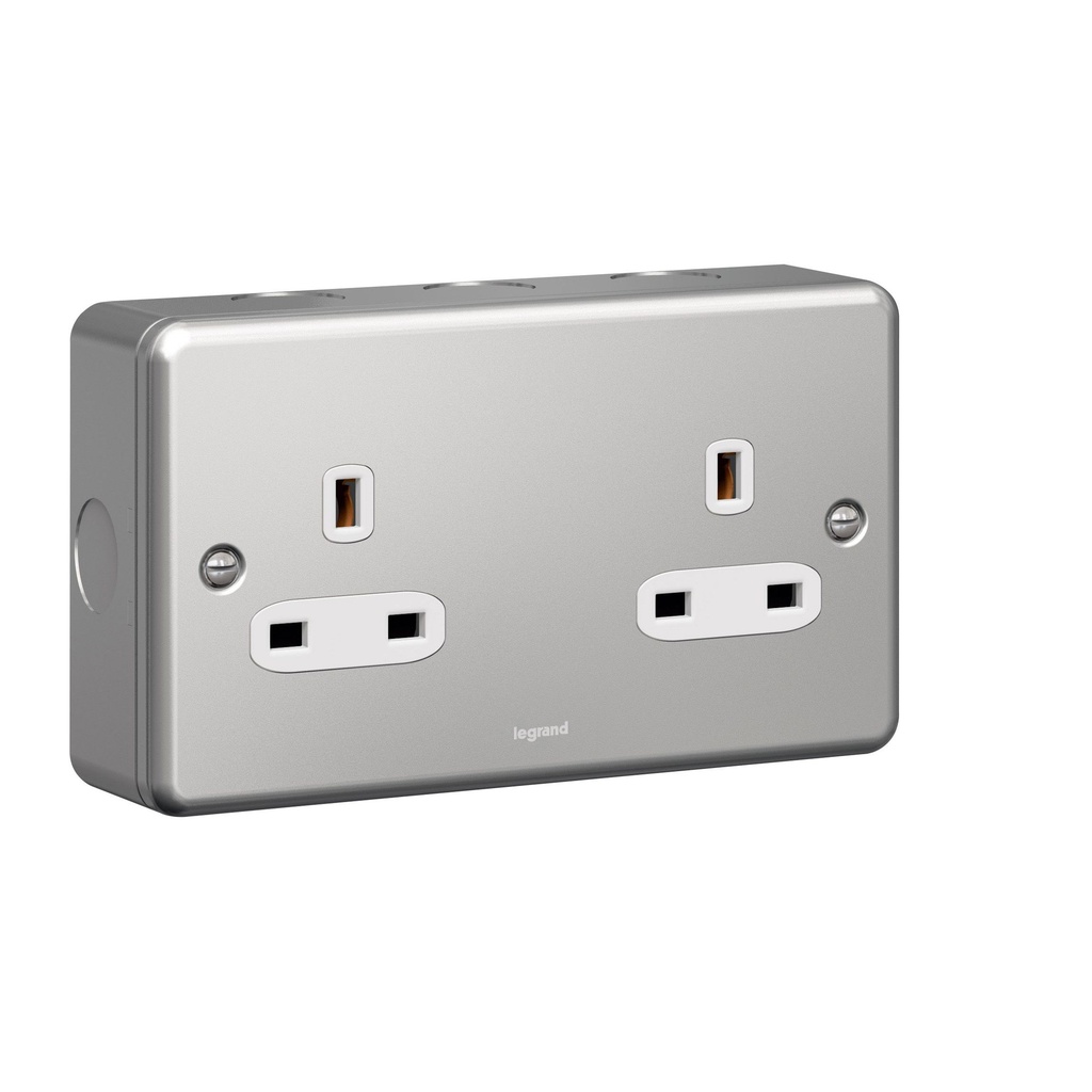 Legrand - 733875 - Synergy™ Socket outlet 2-Gang unswitched 13A 250V Metalclad.