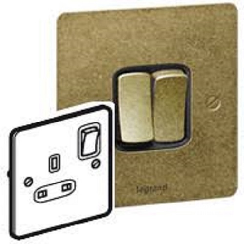 Legrand - 734260 - Synergy 13A Switched Single Socket Antique Brass.