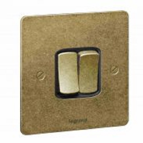 Legrand - 734332 - Synergy Plate switch 20A 250V 2-Gang 2-Way - Antique Brass.