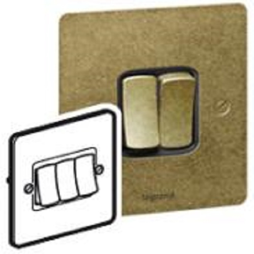 Legrand - 734333 - Synergy Plate switch 20A 250V 3-Gang 2-Way - Antique Brass.