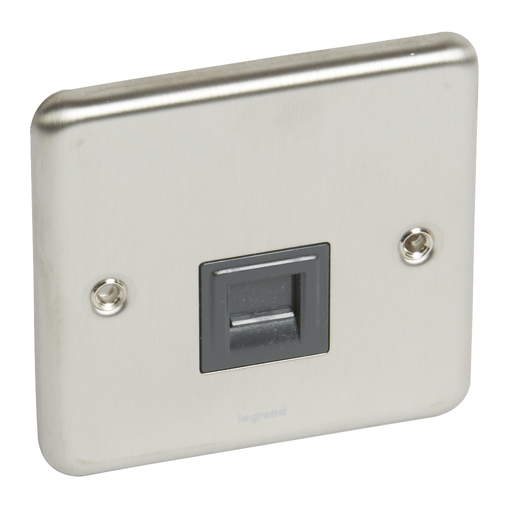 Legrand - 833056 - Synergy™ Authentic Data socket RJ45 Cat6 Brushed Stainless steel