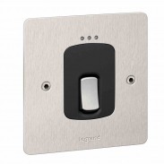 Legrand - 734612 - Synergy™ sleek DP switch + Led power indicator 20A 250V 1-Gang - Brushed Stainless steel.