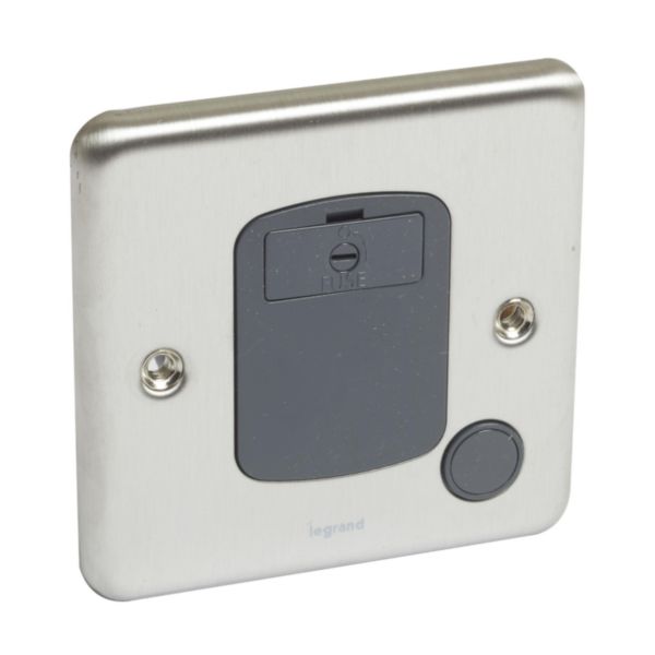Legrand - 833033 - Synergy™ Authentic - Unswitched Fused Connection Unit+CORD OUTLET+ blue LED power indicator - Brushed Stainless Steel