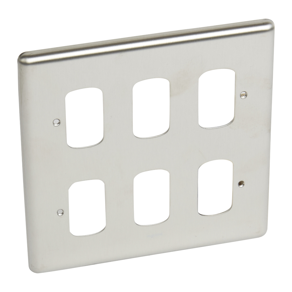 Legrand - 833182 - Synergy™ Authentic Front plate 6 Grid module 2x2 gang Brushed Stainless Steel
