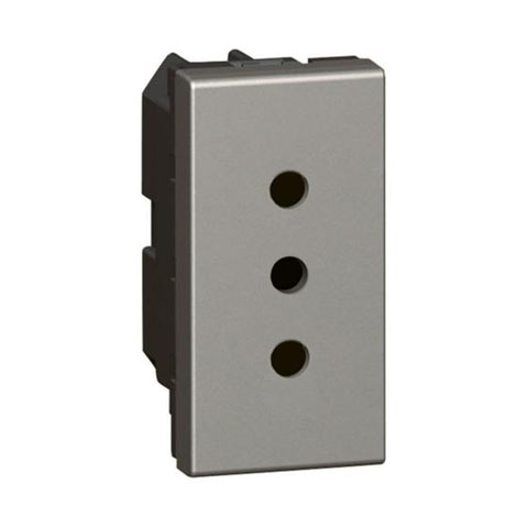Legrand - 572601 - Arteor™ Italian Standard Shuttered Socket Outlet 2P+E 10A On Line 1 Module Magnesium.