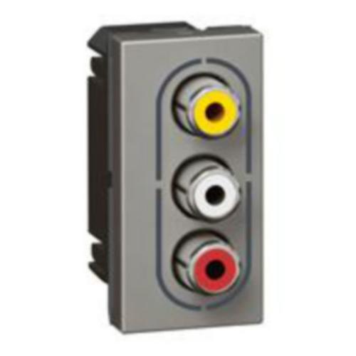 Legrand - 572773 - Arteor™ 3 x RCA socket - 1 module - magnesium