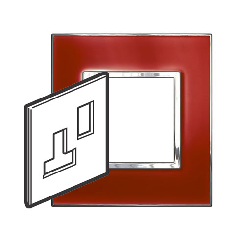 Legrand - 576216 - Arteor™ Plate British Standard Square for 13A switched socket 1-Gang Mirror Red.