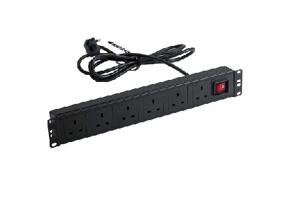 AGER - AA-PRZ01U19-6UK-AL-PW - PDU 1U 19" 6-Way Power Strip UK Type Black.
