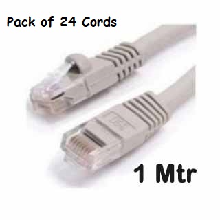 Leviton - C6CPCU010-8CCBB-P24 - Patch Cord Cat 6 U/UTP Stranded 4-Pair RJ45-RJ45 Blade LSF/OH IEC 332.1 1.0 Mtr Grey (PACK of 24 Nos).