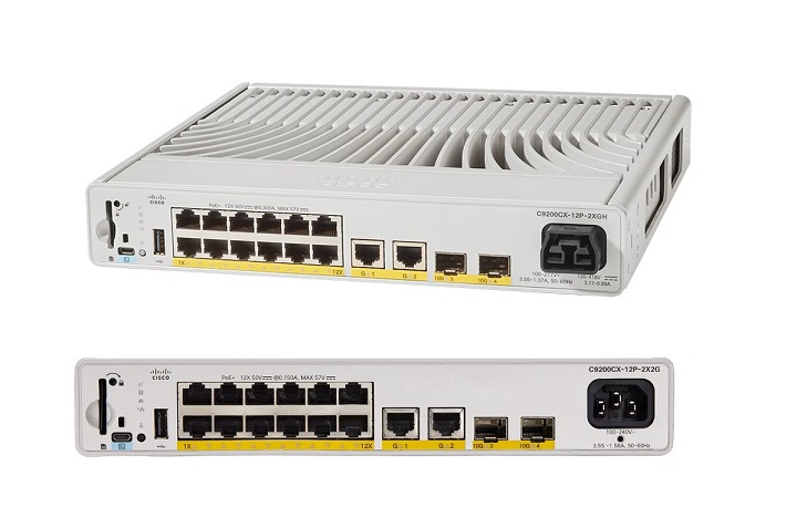 CISCO - C9200CX-12P-2X2G-A - Catalyst 9200CX 12-Port 1G PoE+, 2-Port 10G and 2-Port 1G, PoE Power 240 Watt, Network Advantage.