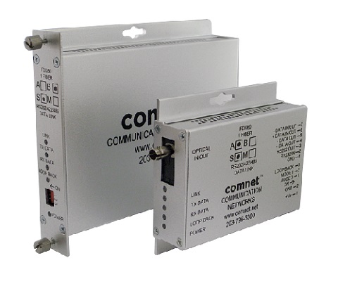 Comnet - FDX60S1B-M - Industrial Media Converter EIA RS-232/422/485 DATA (2-Wire / 4-Wire) 1-Fiber SMF Single Mode ST, Side B, Mini Size, -40˚ to +75˚C, up to 69km, Made in USA.