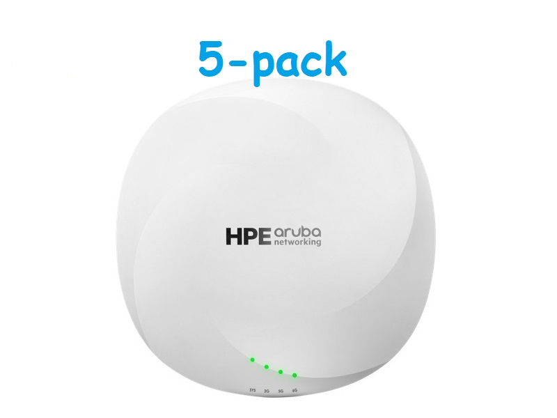 HPE - S3J35A - (5-Pack of R7J27A) Aruba Networking AP-635 (RW) Tri Radio 2x2 Wi-Fi 6E Internal Antennas Campus Wireless Access Point (AP).