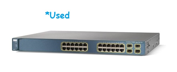 ‎Cisco - WS-C3560G-24PS-S *Used - Catalyst 3560 Network Switch 24-Port 10/100/1000 PoE + 4-Port SFP Standard Image.