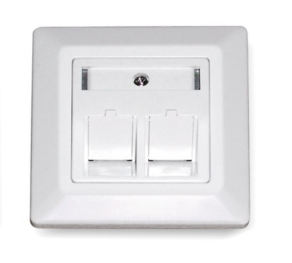 [185867] Datwyler Cables - 185867 - ‎Faceplate Metal for 2 X KU 1/8 Unloaded Keystone Angled White.