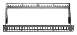 [418019] Datwyler Cables - ‎418019 - Patch Panel KS 24x Keystone Cat6 19" 1U, Screened, Un-loaded, Black.