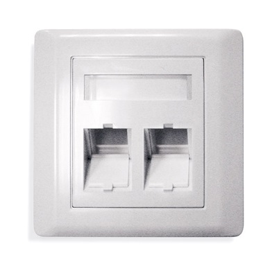 [185863] Datwyler Cables - 185863 - ‎Faceplate for 2 X KU 1/8 Keystone modules unloaded Angled White.