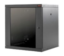 [4001098] Datwyler Cables - 4001098 - 9U wall mount cabinet (600mmx450mm), Glass door with 6 way UK PDU, shelf and fan, Black.
