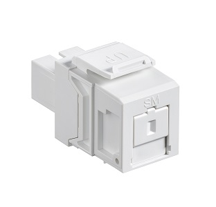 [41085-SWC] Leviton - 41085-SWC - QuickPort® FO SM Simplex SC Adapter Module, Zirconia ceramic sleeve, Shuttered, Keystone, female front/back, White.