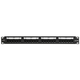 [69586-U24] Leviton - 69586-U24 - Patch Panel Cat6 24-Port QuickPort® Flat 1U Loaded + BAR, Black.