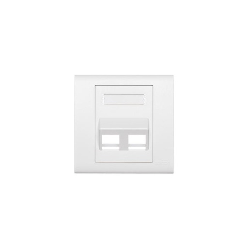 [BL186-A2W] Leviton - BL186-A2W - Faceplate Wallplate Dual 2-Port 86x86mm, Angled w/ ID Window, White, empty.