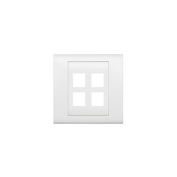[BL186-P4W] Leviton - BL186-P4W - Faceplate Wallplate Quad 4-Port 86x86mm, Flat w/ ID Window, White, empty.