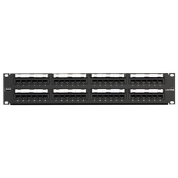[69586-U48] Leviton - 69586-U48 - Patch Panel Cat6 48-Port QuickPort® Flat 2U Loaded + BAR, Black.