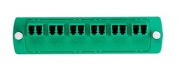 [5F100-2VL] Leviton - 5F100-2VL - 6-PACK PLATE  DUPLEX LC/APC SM OS2 (12 FIBER) GREEN ZIRCONIA CERAMIC SLEEVE.