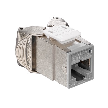 [6ASJK-RG6] Leviton - 6ASJK-RG6 - Atlas-X1™ CAT6A Shielded QuickPort® Module Jack, Component-Rated, Gray.