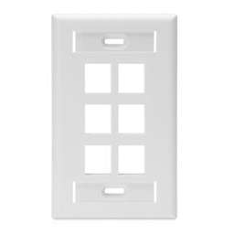 [42080-6WS] Leviton - 42080-6WS - 6-Port QuickPort® Single Gang Wallplate w/ ID Windows (114.3 x 69.85mm).