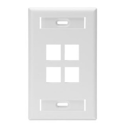 [42080-4WS] Leviton - 42080-4WS - 4-Port QuickPort® Single Gang Wallplate w/ ID Windows (114.3 x 69.85mm).