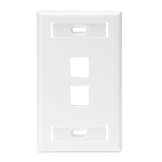 [42080-2WS] Leviton - 42080-2WS - 2-Port QuickPort® Single Gang Wallplate w/ ID Windows (114.3 x 69.85mm).