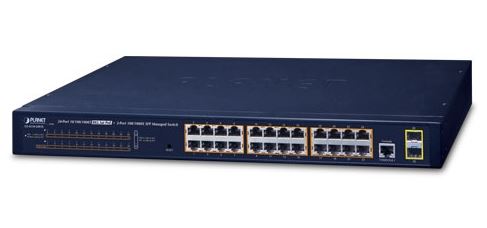 [GS-4210-24P2S] PLANET - GS-4210-24P2S - 24-Port 10/100/1000T 802.3at PoE + 2-Port 100/1000X SFP Managed Switch (PoE Power Budget 300 watts).
