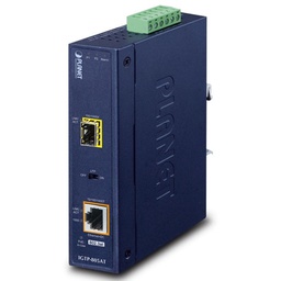 [IGTP-805AT] PLANET - IGTP-805AT - IP30 Industrial Gigabit Media Converter, 1000BASE-SX/LX to 10/100/1000Base-T with 802.3at POE+ (-40C -to- 75C).
