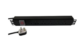 [778841] Ultima - 778841 - PDU 6Way Horizontal Unfiltered Switched, 13A UK Plug 13A UK Socket, Black, (H) 45mm x (W) 60mm x (L) 490mm, Cord 3 Mtr.