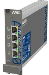 [AMG250R-4G-4S] AMG - AMG250R-4G-4S - Four Channel Industrial Hardened Media Converter, 4x 10/100/1000Base-T(x) RJ45 Copper Ports + 4x 100/1000Base-Fx SFP Ports, 100Mbps/1Gbps Multirate Support, Rack Mount, -40°C to +75°C, 10-36VDC Power Input. SFPs NOT INCLUDED.