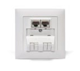 [309407 & 309413] Datwyler Cables - 309407 & 309413 - FTTx outlet UP Hybrid, incl. 2 x RJ45 Modules CAT6 + 2 x LCD/APC Coupler w/o pigtails, White.
