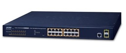 [GS-4210-16P2S] PLANET - GS-4210-16P2S - 16-Port Gigabit Ethernet Managed Switch, Rackmount, Layer2, 16-Port 10/100/1000T 802.3at PoE ports + 2-Port 100/1000X SFP Ports.