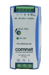 [PS-DRA30-48A] Comnet - PS-DRA30-48A - Power Supply Industrial DIN-Rail 30 Watt, 110~230VAC to 48V DC.