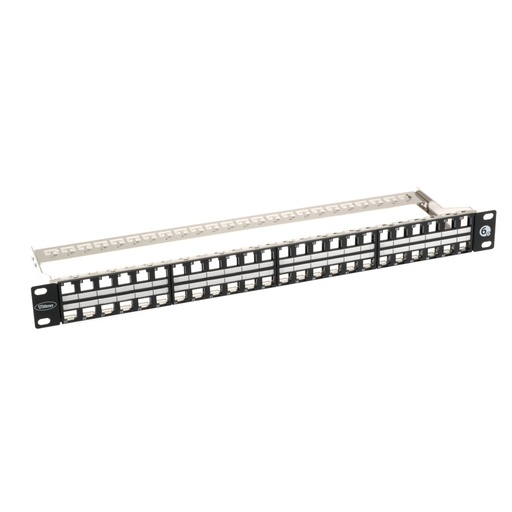 [797434] Ultima - 797434 - Patch Panel Unloaded CAT6A Shielded 48-Port Keystone Jacks With Rear Cable Management Black (H)1U x (W)19"