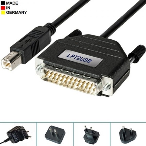 [LPT2USB *OpenBox] AK-NORD - LPT2USB *OpenBox - Parallel (DB25/LPT) to USB-B Printer Adapter Cable, includes power supply.