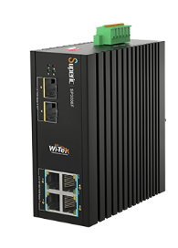[SP3006F] Wi-Tek - SP3006F - Unmanaged Industrial PoE+ Switch DIN-Rail, 4-Ports 10/100/1000 PoE+ 802.3af/at 30W, 2-Ports 1G SFP, -40~+75c, 44~57VDC. (5-Year Manufacturer Warranty).