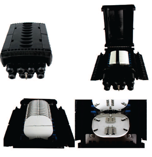 [14F12301M 5A-B] NetX - 14F12301M 5A-B - IP68 Horizontal Fiber Optic Splice Closures - Mechanical Sealing 144 core, 12-Splices trays, 24Core/tray, Dimension 395(H) × 245(W ) × 130(D)mm, -40 to 65 °C, IP68, IK10.