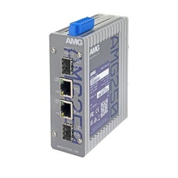 [AMG250-2GAT-2S-P60] AMG - AMG250-2GAT-2S-P60 - Dual Channel Industrial Multirate PoE Media Converter 2x 10/100/1000Base-T(x) RJ45 Ports 802.3at 30W PoE, 2x 100/1000Base-FX SFP Ports, DIN Rail, Wall Mount, (-40 ~ +75°C), Power Input 48-56VDC, *PSU is not included.