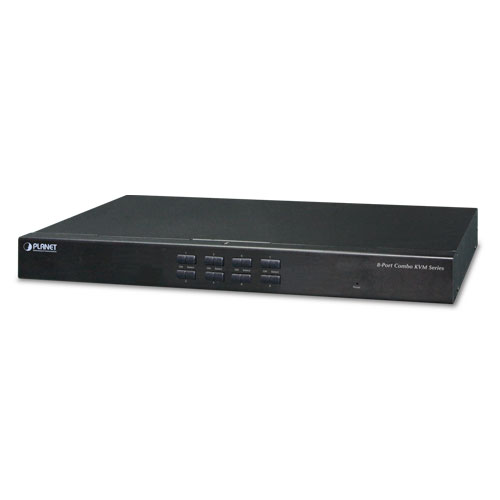 [KVM-210-08] PLANET - KVM-210-08 - Planet 8-Port Combo KVM Switch Upto 64 computers, OSD, QVS, Hotkey, Stackable, 1U Rack-mount, Windows, Linux, Mac, Sun.