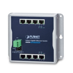 [WGS-803] Planet - WGS-803 - Industrial 8-Port Gigabit Switch, Wall-mount & DIN-rail, IP30 (-10 ~ 60C), Dual Power Input 12~48VDC..