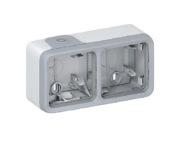 [069672] Legrand - 069672 - Surface Mount box Plexo IP55 2-Gang horiz, w/ membrane glands Grey.