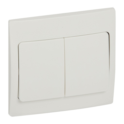 [281003] Legrand - 281003 - Mallia™ Single pole switch 2-Gang 2-Way 10A White.