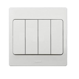 [281006] Legrand - 281006 - Mallia™ Single pole switch 4-Gang 1-Way 10A White.