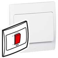 [281072] Legrand - 281072 - Mallia Double pole switch for Cooker with RED LED - 1 gang - 1 way - White