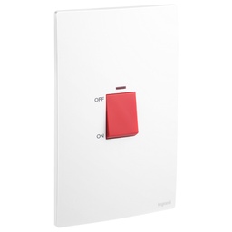 [281073MW] Legrand - 281073MW - Mallia Senses - 2 gang double pole 45A switch with indicator - Matt White